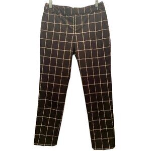 Banana Republic Women Pants Sz 4 Martin Fit Blk Plaid Classic Academia BizCasual